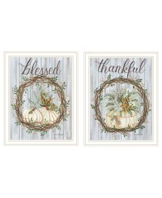 Trendy Decor 4U "Thankful and Blessed for the Fall" Framed Wall Art for Living Room, Wall Art Print for Home Decor, Bedroom Wall Art by Lisa Kennedy