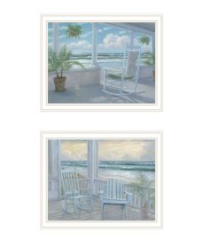 Trendy Decor 4U "Coastal Porch Relaxing" Framed Wall Art for Living Room, Wall Art Print for Home Decor, Bedroom Wall Art by Georgia Janisse