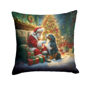 Bernese Mountain Dog and Santa Claus Throw Pillow Machine Washable, Indoor Outdoor Decorative Pillow for Couch, Bed or Patio, 14Hx14W