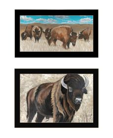 Trendy Decor 4U "The Boss of the Bison Herd" Framed Wall Art for Living Room, Wall Art Print for Home Decor, Bedroom Wall Art by Cindy Jacobs