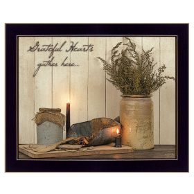 "Grateful Hearts" By Susan Boyer, Printed Wall Art, Ready To Hang Framed Poster, Black Frame